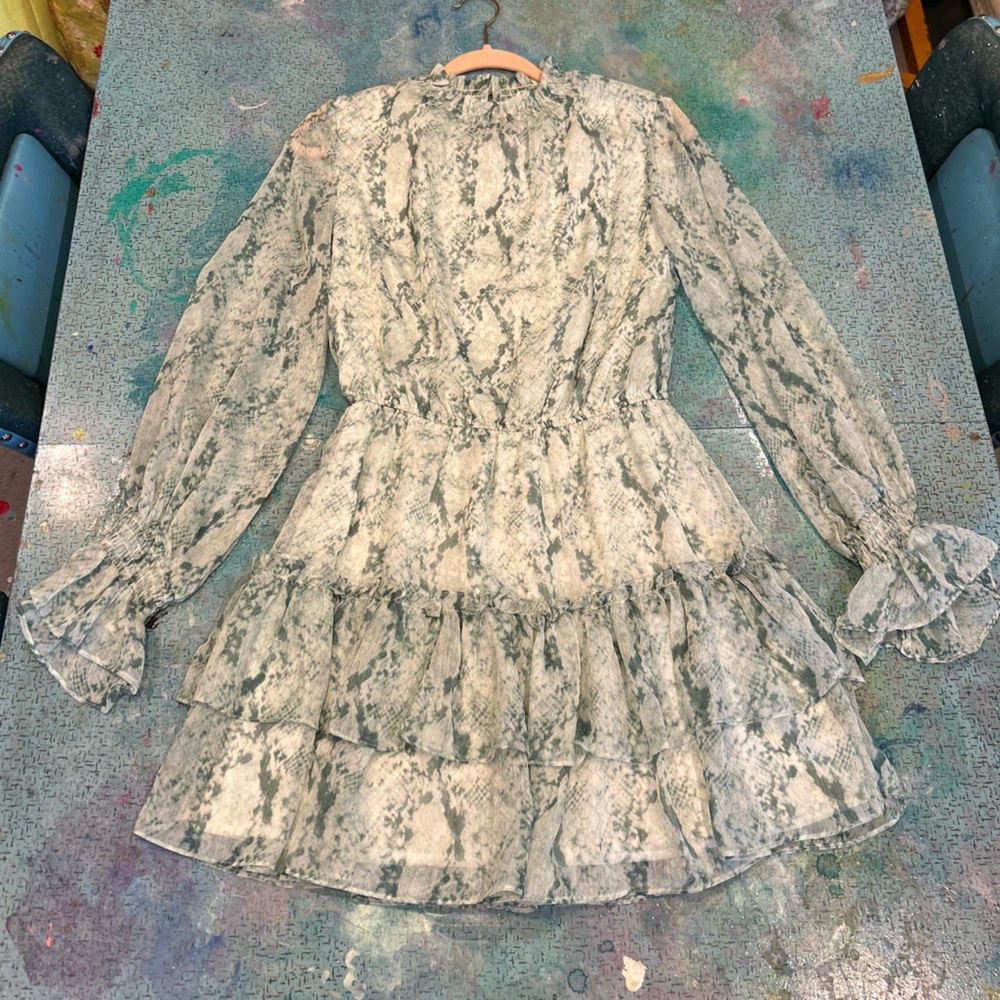 Green Snake Skin Print Dress